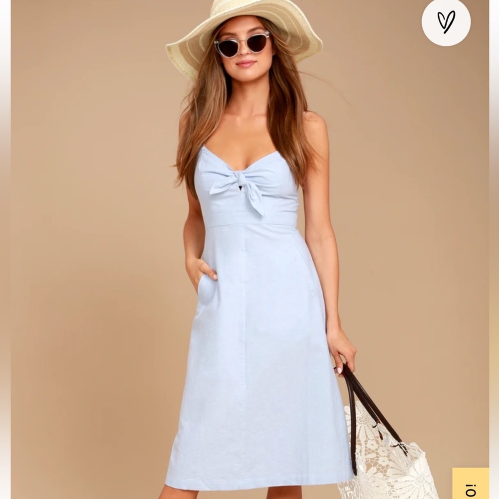 Light Blue Tie-Front Sundress